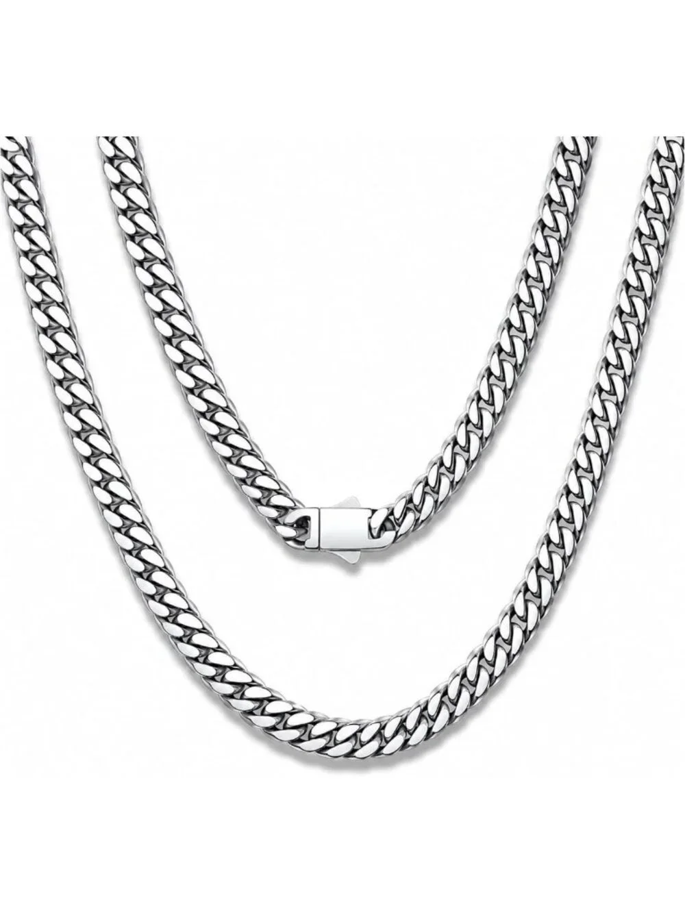 Stainless Steel Cuban Link Chain Necklace for Men - Durable, Tarnish-Free